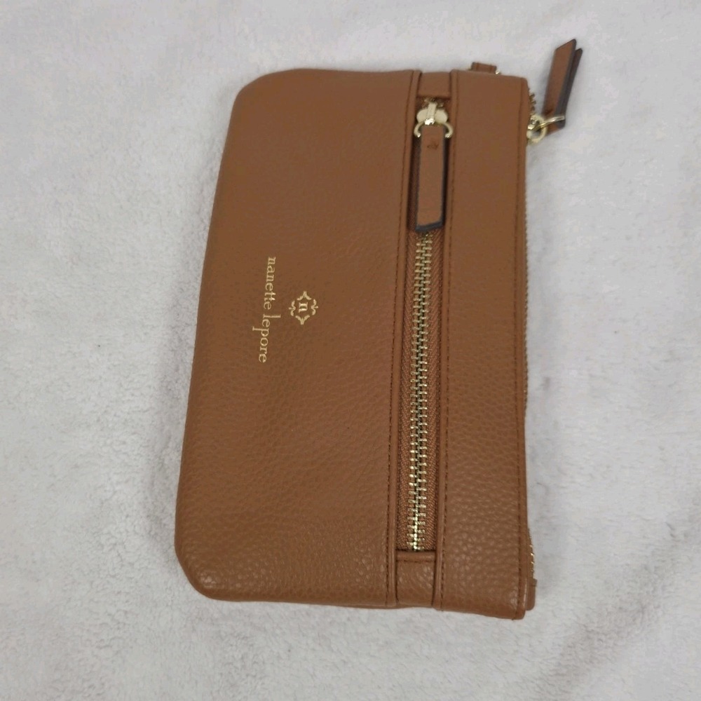 Nanette Lepore Women's Brown Pebbled Faux Leather Zipper Wallet - Picture 3 of 10